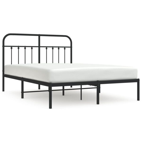 vidaXL Metal Bed Frame with Headboard Black 59.1"x78.7" - Image 2