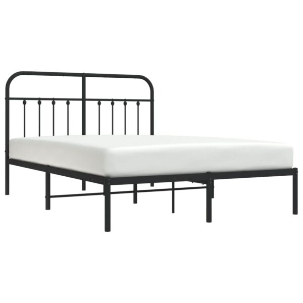 vidaXL Metal Bed Frame with Headboard Black 59.1"x78.7" - Image 3