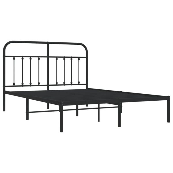 vidaXL Metal Bed Frame with Headboard Black 59.1"x78.7" - Image 5