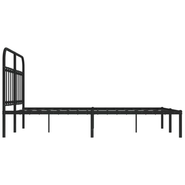 vidaXL Metal Bed Frame with Headboard Black 59.1"x78.7" - Image 7