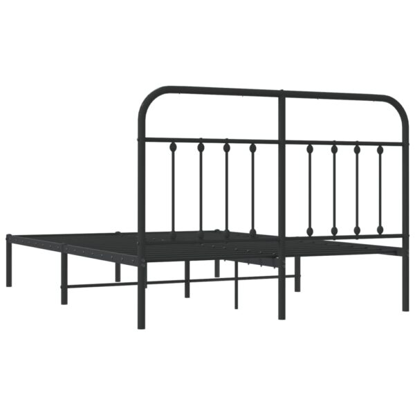 vidaXL Metal Bed Frame with Headboard Black 59.1"x78.7" - Image 8