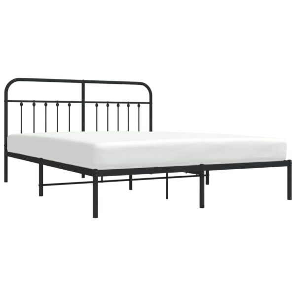 vidaXL Metal Bed Frame with Headboard Black 72"x83.9" California King - Image 3