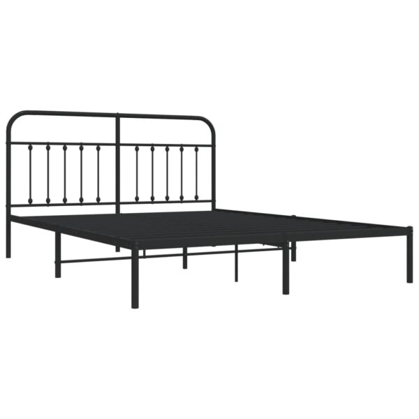 vidaXL Metal Bed Frame with Headboard Black 72"x83.9" California King - Image 5