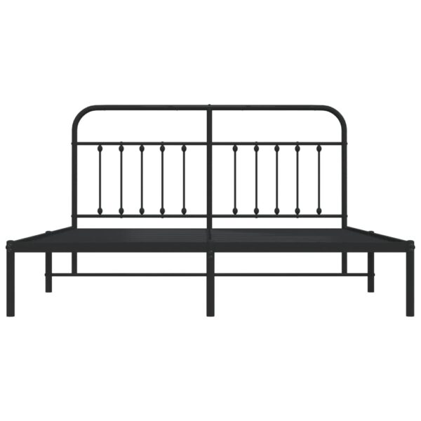 vidaXL Metal Bed Frame with Headboard Black 72"x83.9" California King - Image 6