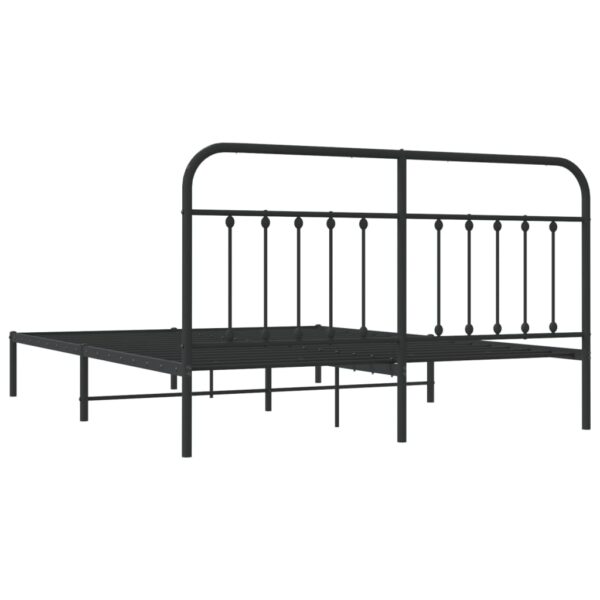 vidaXL Metal Bed Frame with Headboard Black 72"x83.9" California King - Image 8