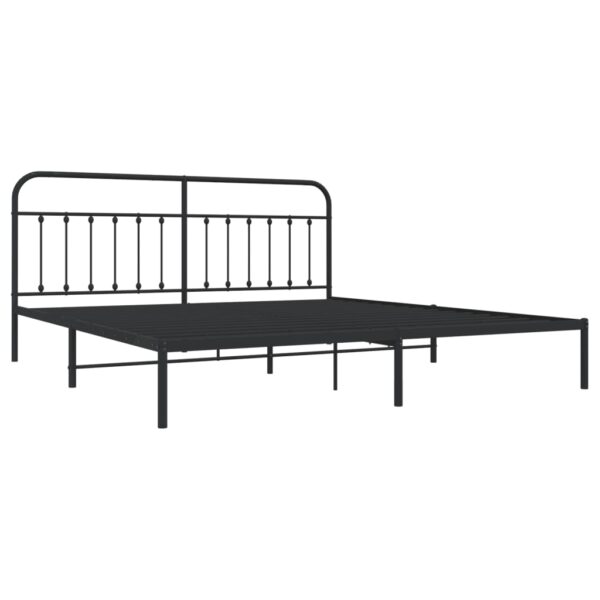 vidaXL Metal Bed Frame with Headboard Black 76"x79.9" King - Image 5