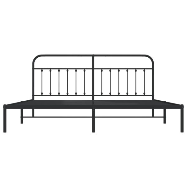 vidaXL Metal Bed Frame with Headboard Black 76"x79.9" King - Image 6