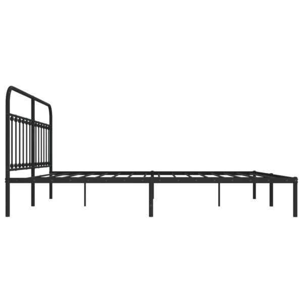 vidaXL Metal Bed Frame with Headboard Black 76"x79.9" King - Image 7