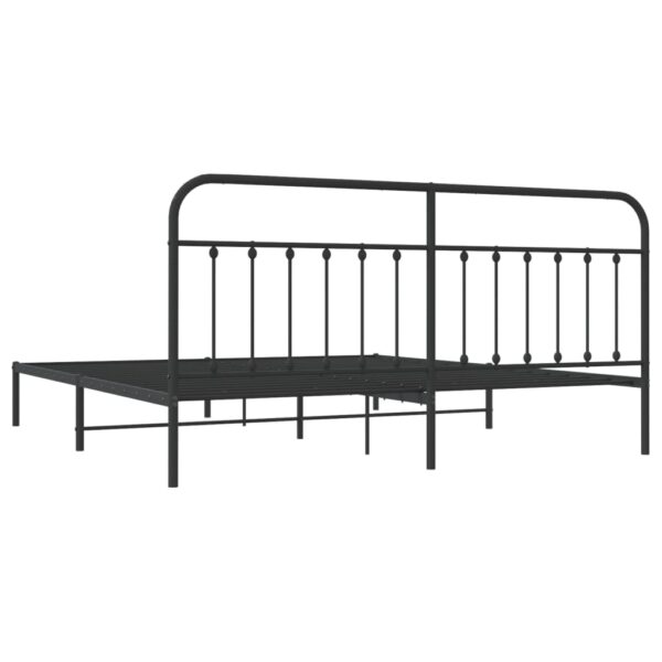 vidaXL Metal Bed Frame with Headboard Black 76"x79.9" King - Image 8