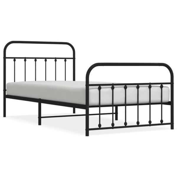 vidaXL Metal Bed Frame with Headboard and Footboard Black 39.4"x78.7" - Image 2