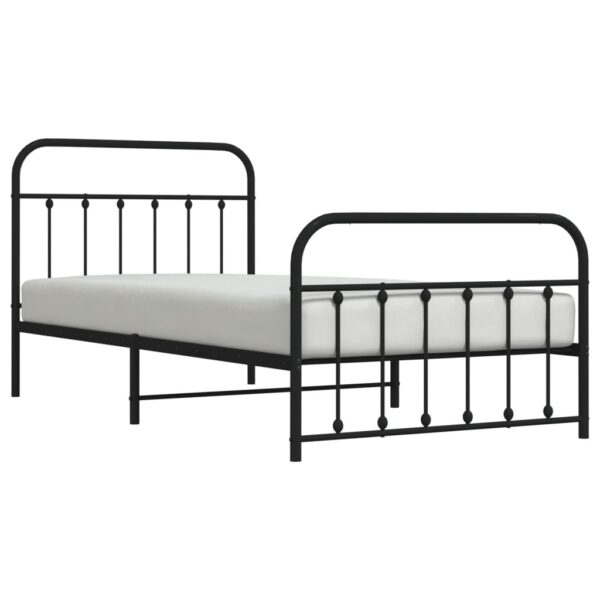 vidaXL Metal Bed Frame with Headboard and Footboard Black 39.4"x78.7" - Image 3