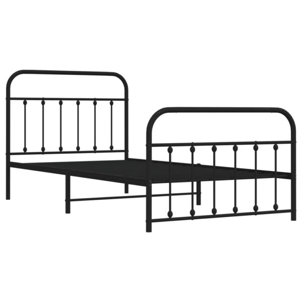 vidaXL Metal Bed Frame with Headboard and Footboard Black 39.4"x78.7" - Image 5