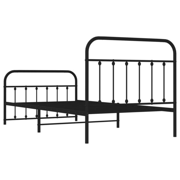 vidaXL Metal Bed Frame with Headboard and Footboard Black 39.4"x78.7" - Image 8