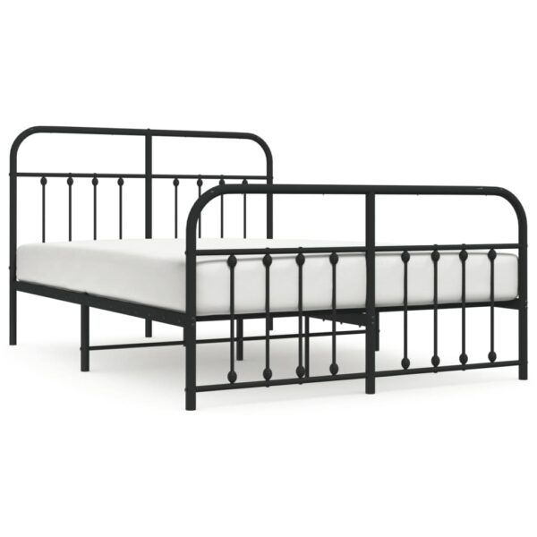 vidaXL Metal Bed Frame with Headboard and Footboard Black 53.1"x74.8" - Image 2