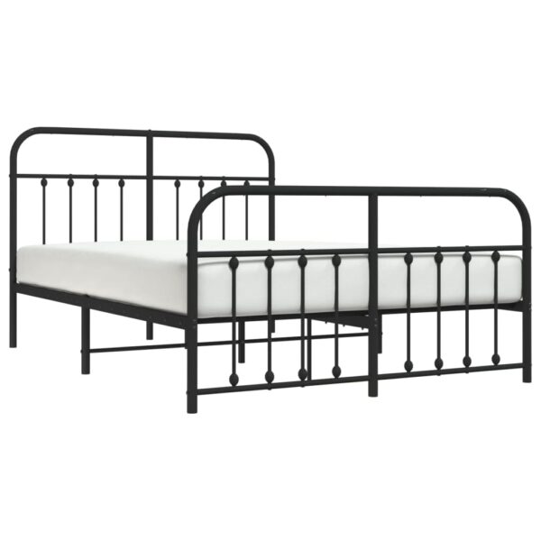 vidaXL Metal Bed Frame with Headboard and Footboard Black 53.1"x74.8" - Image 3