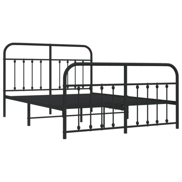 vidaXL Metal Bed Frame with Headboard and Footboard Black 53.1"x74.8" - Image 5