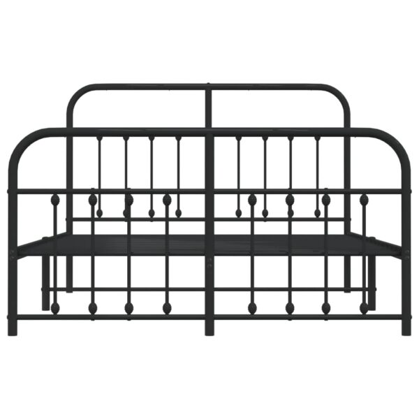 vidaXL Metal Bed Frame with Headboard and Footboard Black 53.1"x74.8" - Image 6