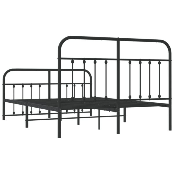 vidaXL Metal Bed Frame with Headboard and Footboard Black 53.1"x74.8" - Image 8