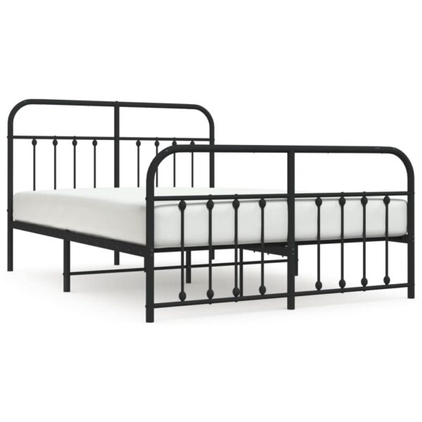 vidaXL Metal Bed Frame with Headboard and Footboard Black 59.1"x78.7" - Image 2