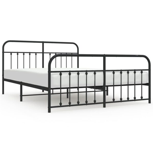 vidaXL Metal Bed Frame with Headboard&Footboard Black 72"x83.9" California King - Image 2