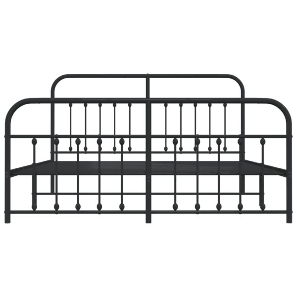 vidaXL Metal Bed Frame with Headboard&Footboard Black 72"x83.9" California King - Image 6