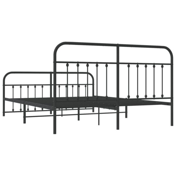 vidaXL Metal Bed Frame with Headboard&Footboard Black 72"x83.9" California King - Image 8