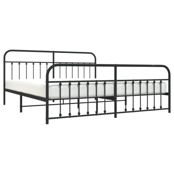 vidaXL Metal Bed Frame with Headboard and Footboard Black 76"x79.9" King - Image 3