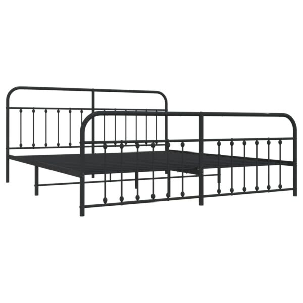 vidaXL Metal Bed Frame with Headboard and Footboard Black 76"x79.9" King - Image 5