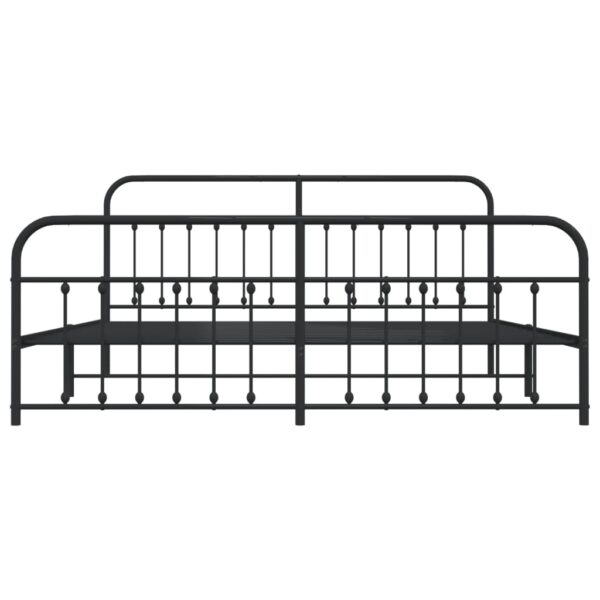 vidaXL Metal Bed Frame with Headboard and Footboard Black 76"x79.9" King - Image 6