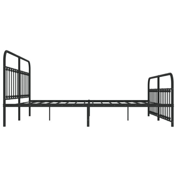 vidaXL Metal Bed Frame with Headboard and Footboard Black 76"x79.9" King - Image 7