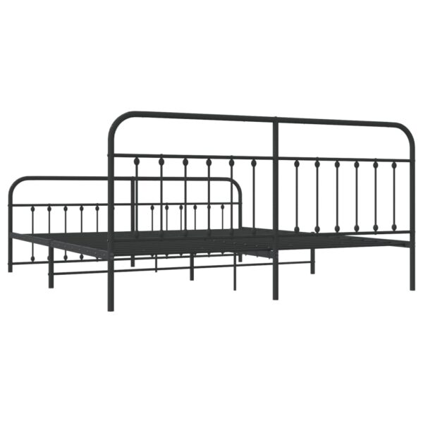 vidaXL Metal Bed Frame with Headboard and Footboard Black 76"x79.9" King - Image 8