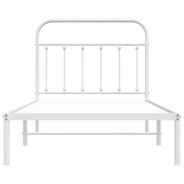 vidaXL Metal Bed Frame with Headboard White 39.4"x74.8" Twin - Image 6