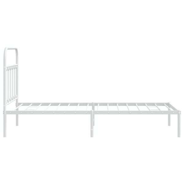 vidaXL Metal Bed Frame with Headboard White 39.4"x74.8" Twin - Image 7