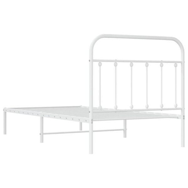 vidaXL Metal Bed Frame with Headboard White 39.4"x74.8" Twin - Image 8