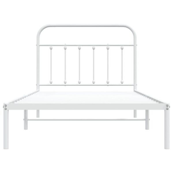 vidaXL Metal Bed Frame with Headboard White 39.4"x78.7" - Image 6