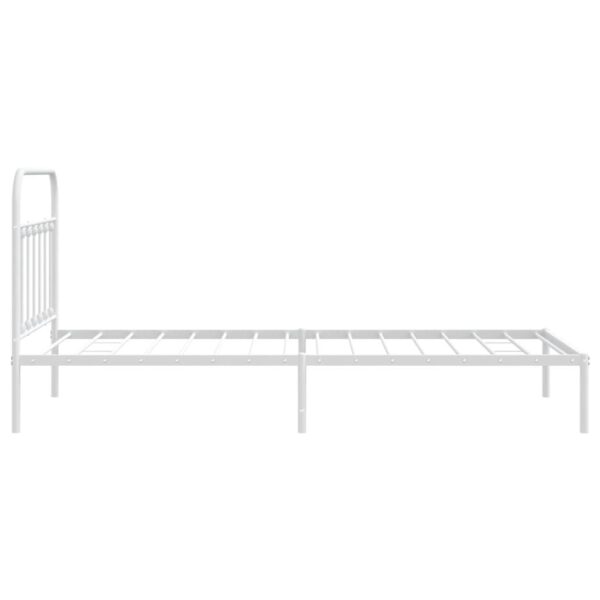 vidaXL Metal Bed Frame with Headboard White 39.4"x78.7" - Image 7