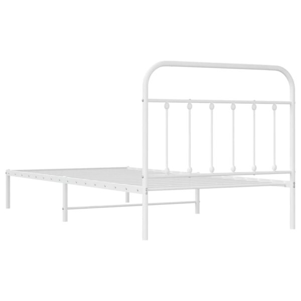 vidaXL Metal Bed Frame with Headboard White 39.4"x78.7" - Image 8