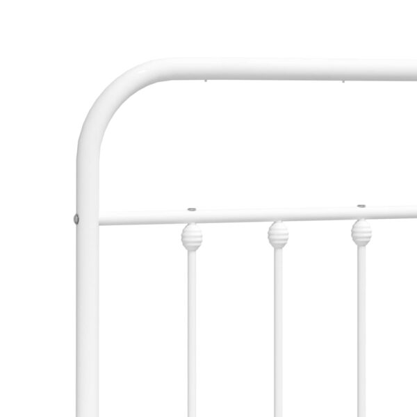 vidaXL Metal Bed Frame with Headboard White 53.1"x74.8" - Image 9