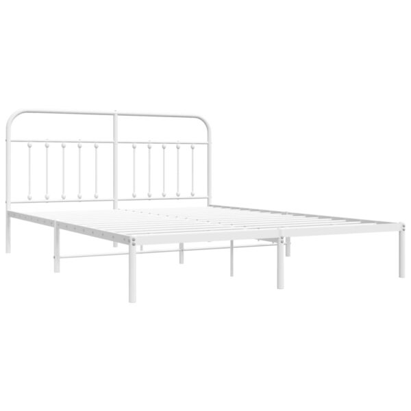 vidaXL Metal Bed Frame with Headboard White 72"x83.9" California King - Image 5