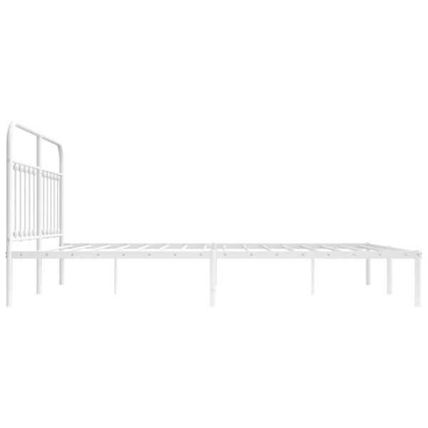 vidaXL Metal Bed Frame with Headboard White 72"x83.9" California King - Image 7