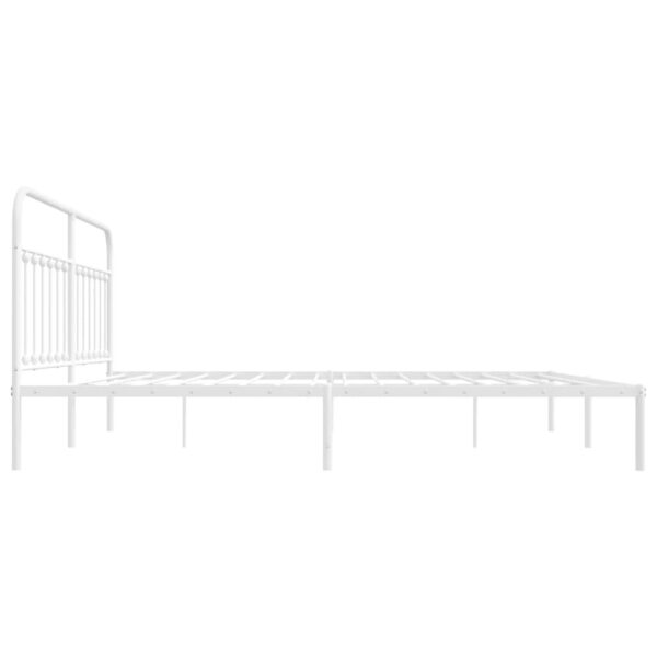 vidaXL Metal Bed Frame with Headboard White 76"x79.9" King - Image 7