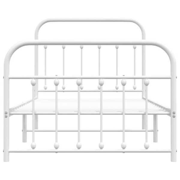 vidaXL Metal Bed Frame with Headboard and Footboard White 39.4"x74.8" Twin - Image 6