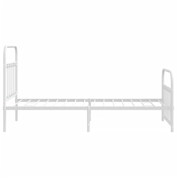 vidaXL Metal Bed Frame with Headboard and Footboard White 39.4"x74.8" Twin - Image 7