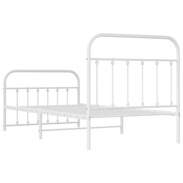 vidaXL Metal Bed Frame with Headboard and Footboard White 39.4"x74.8" Twin - Image 8