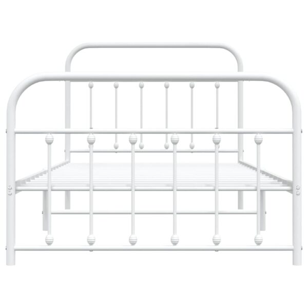 vidaXL Metal Bed Frame with Headboard and Footboard White 39.4"x78.7" - Image 6