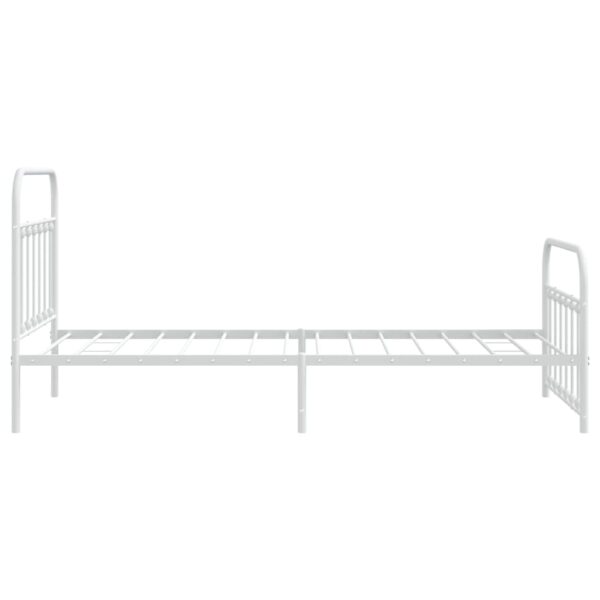 vidaXL Metal Bed Frame with Headboard and Footboard White 39.4"x78.7" - Image 7