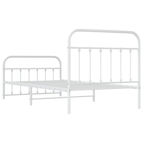 vidaXL Metal Bed Frame with Headboard and Footboard White 39.4"x78.7" - Image 8