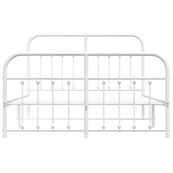 vidaXL Metal Bed Frame with Headboard and Footboard White 53.1"x74.8" - Image 6