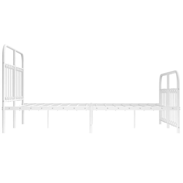 vidaXL Metal Bed Frame with Headboard and Footboard White 53.1"x74.8" - Image 7