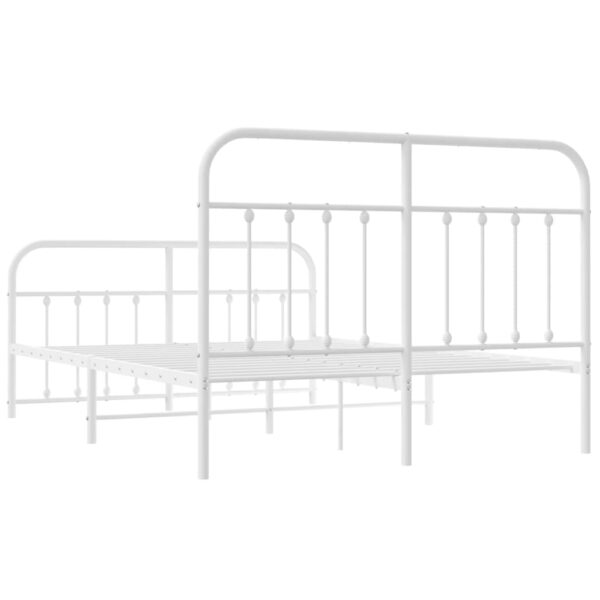 vidaXL Metal Bed Frame with Headboard and Footboard White 53.1"x74.8" - Image 8